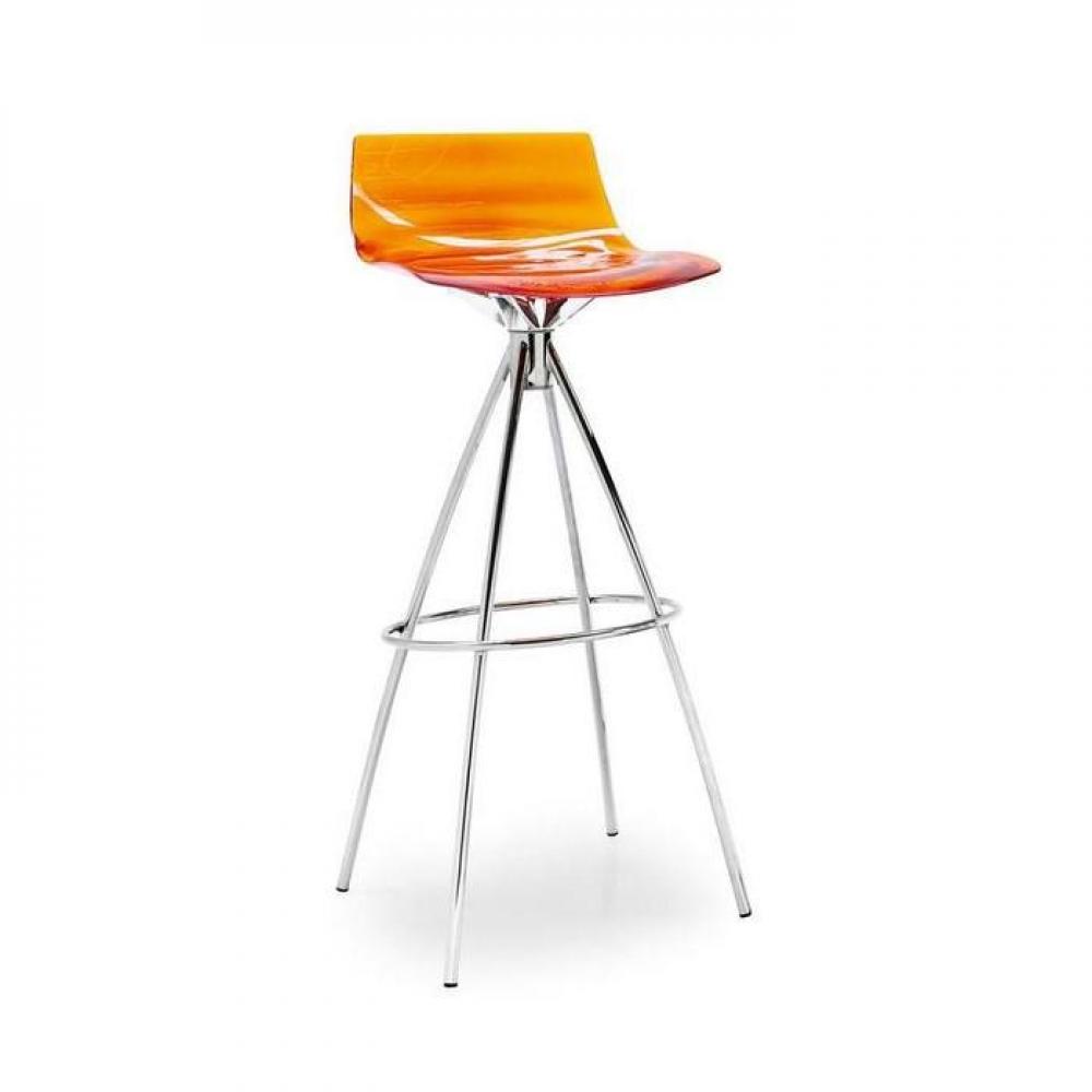 Chaise de bar design l'EAU orange transparente