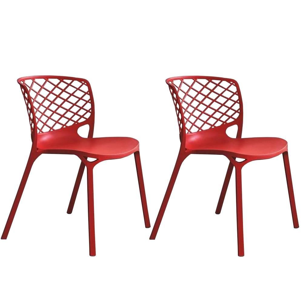 Lot de 2 chaises empilable GAMERA rouge