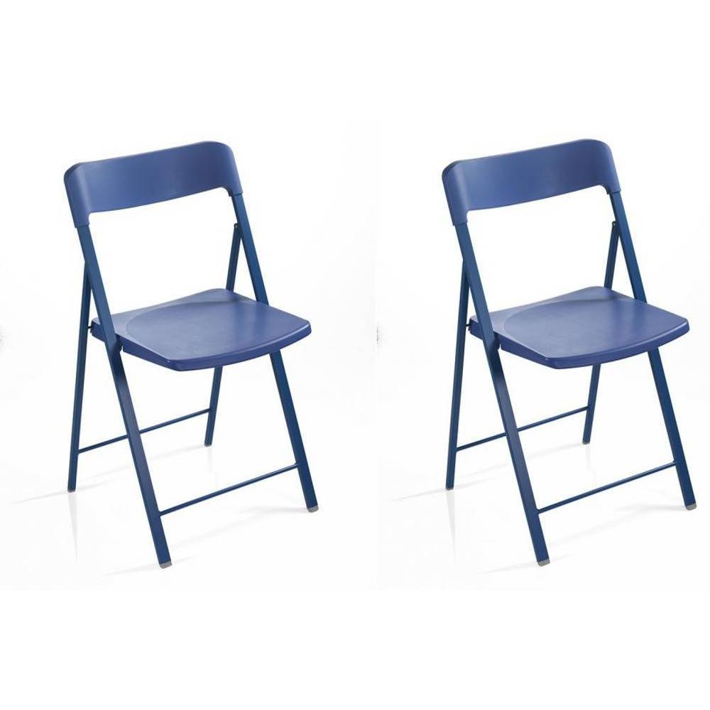 Lot de 2 chaises pliantes KULLY en plastique bleu