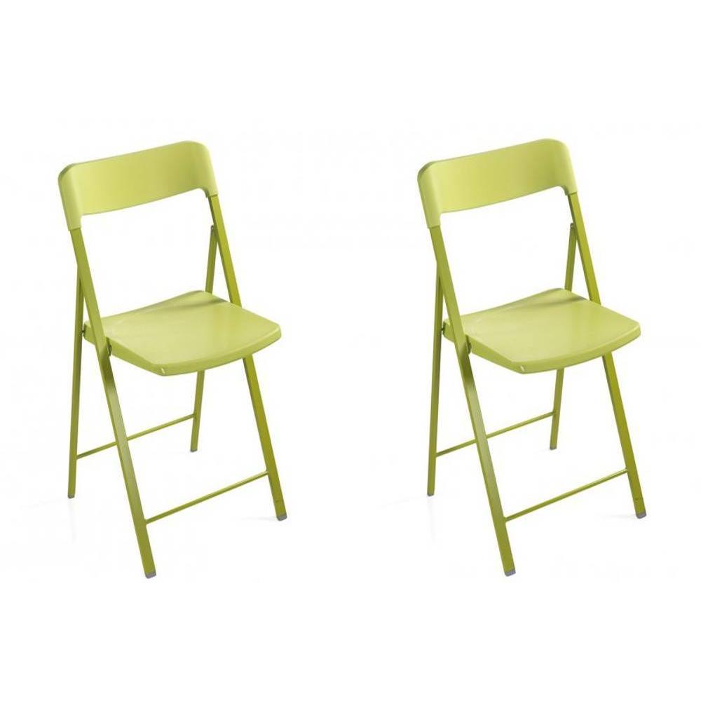 Lot de 2 chaises pliantes KULLY en plastique verte