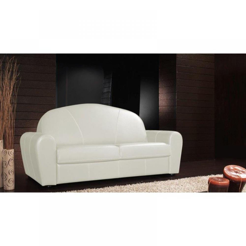 Canapé droit 3 places Blanc Tissu Luxe Confort