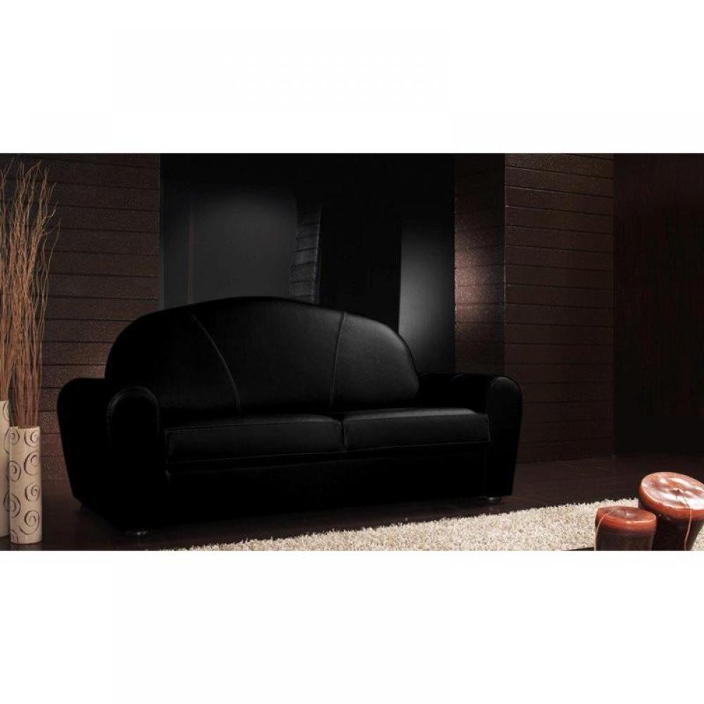 Canapé droit 3 places Noir Tissu Luxe Confort