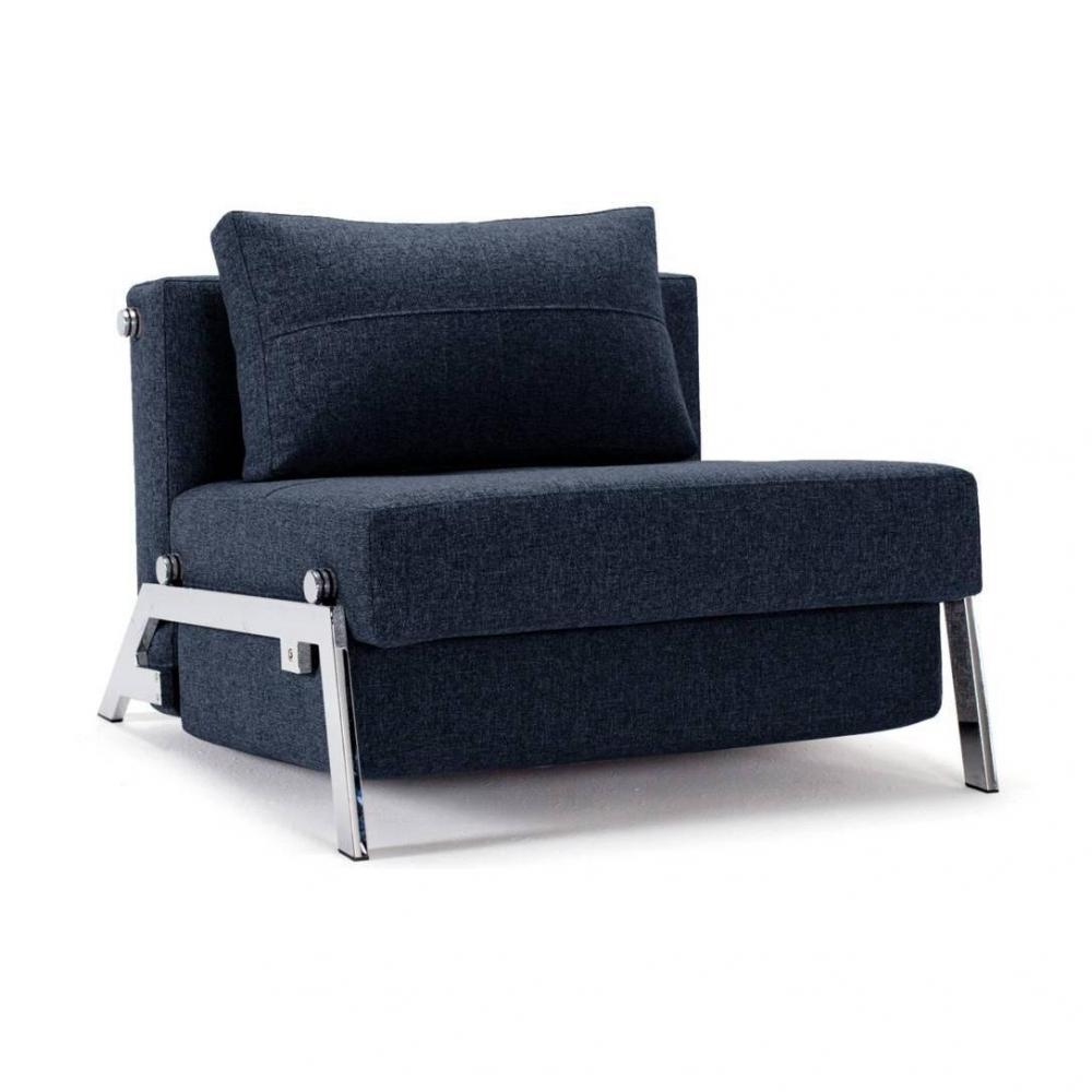 INNOVATION LIVING Fauteuil design SOFABED CUBED 02 CHROME Mixed Dance Blue convertible lit 200*96 cm