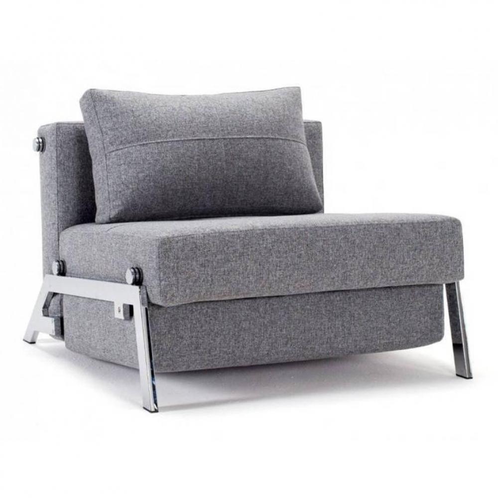 INNOVATION LIVING Fauteuil design SOFABED CUBED 02 CHROME Twist Granite convertible lit 200*90 cm