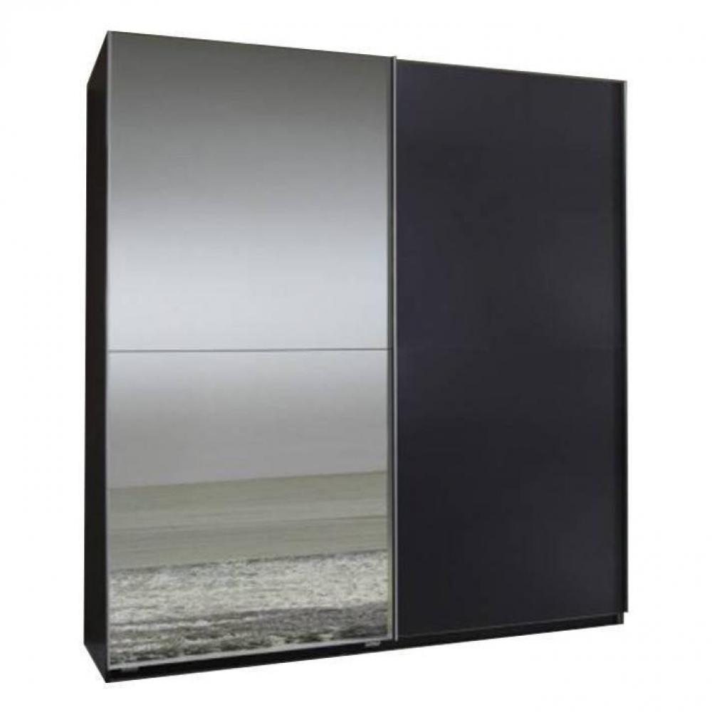 Dressing 2 portes coulissantes CLAPTON 135 cm coloris gris graphite 1 miroir en façade