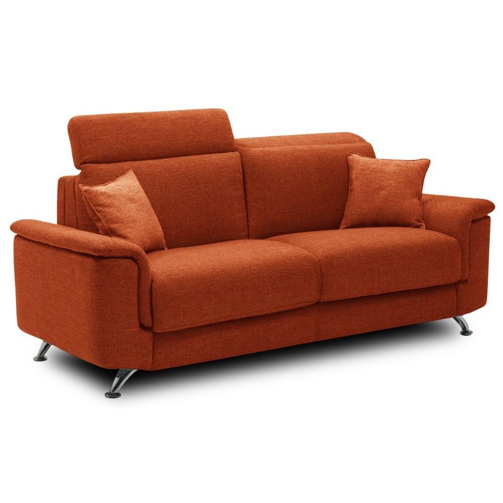 Canapé droit 3 places Orange Tissu Design Confort Promotion