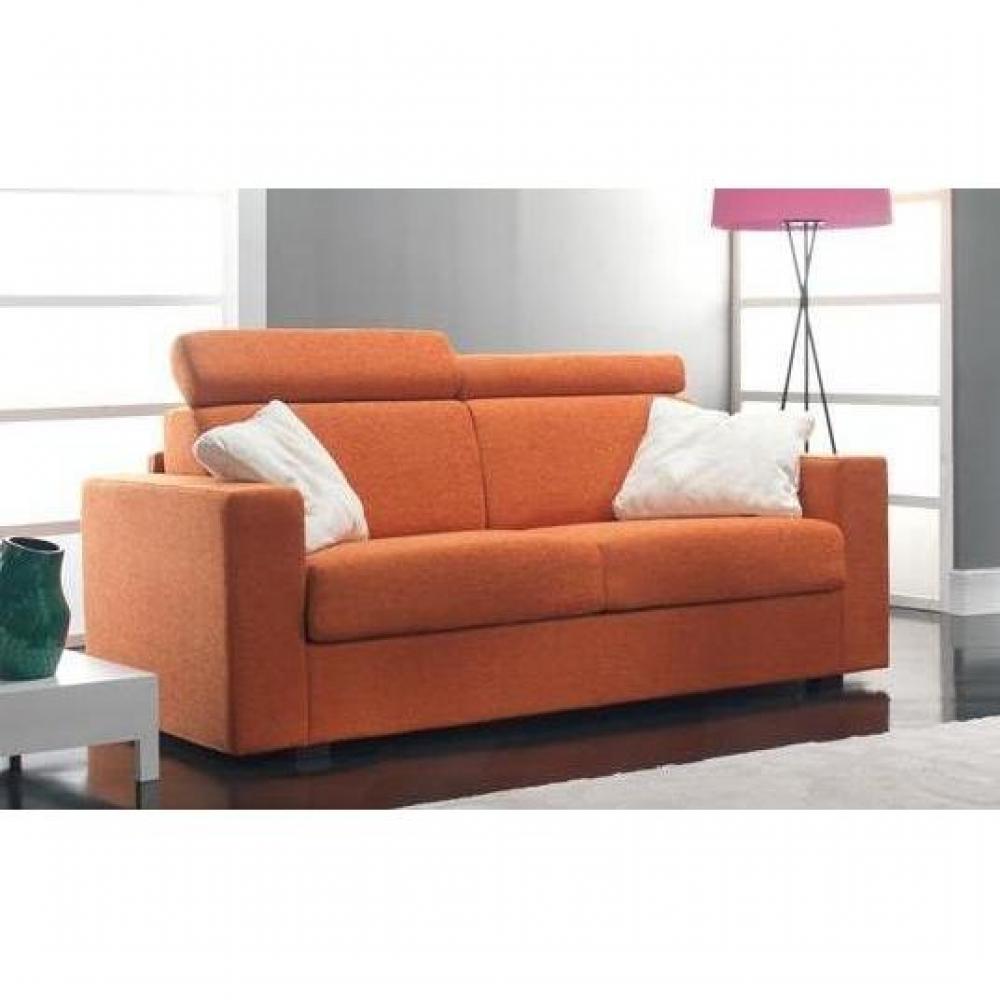 Canapé convertible 3 places Orange Tissu Design Confort Promotion