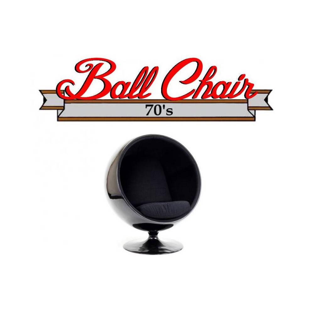 Fauteuil boule, Ball chair coque noir / intérieur velours noir. Design 70's.