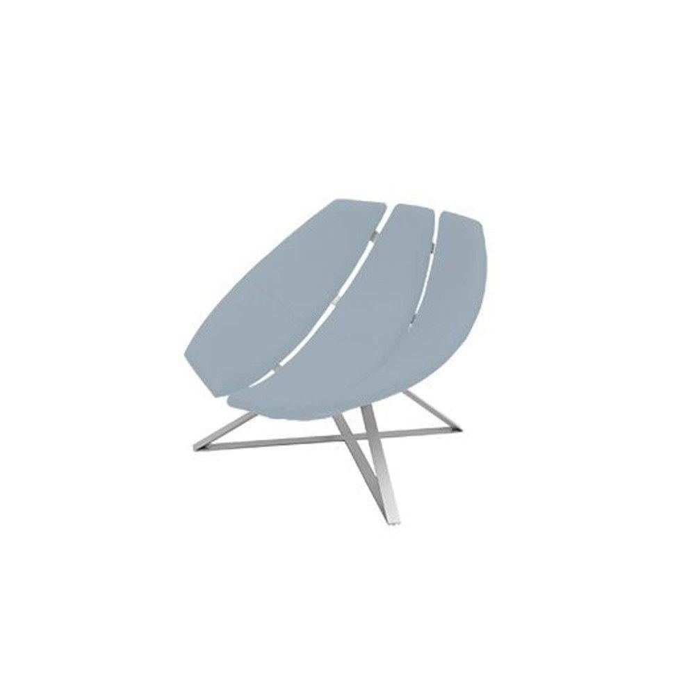 Fauteuil design RADAR rotatif en tissu bleu ciel avec piétement aluminium SOFTLINE