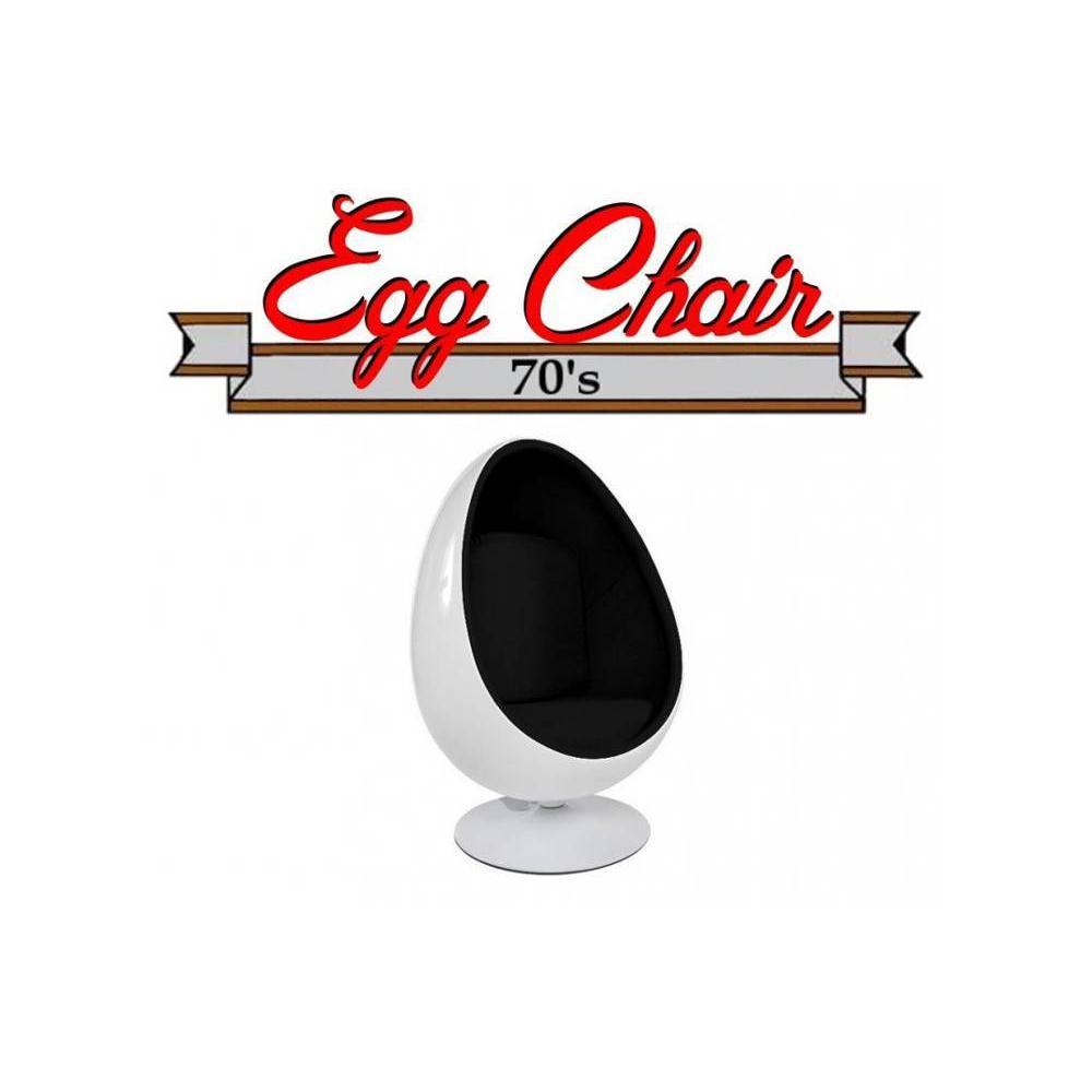 Fauteuil pivotant Oeuf, Egg chair coque blanche / intérieur velours noir. Design 70's.