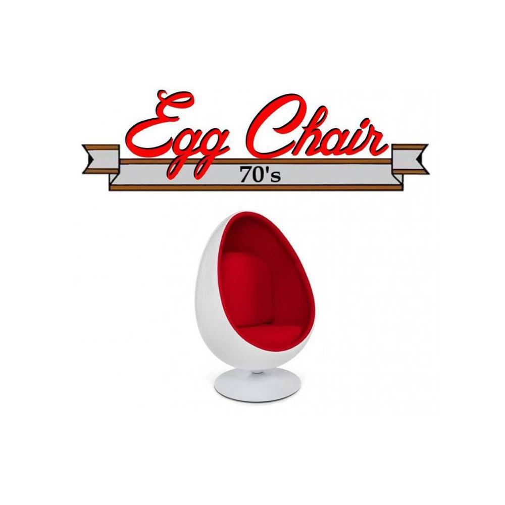 Fauteuil pivotant Oeuf, Egg chair coque blanche / intérieur velours rouge Design 70's.