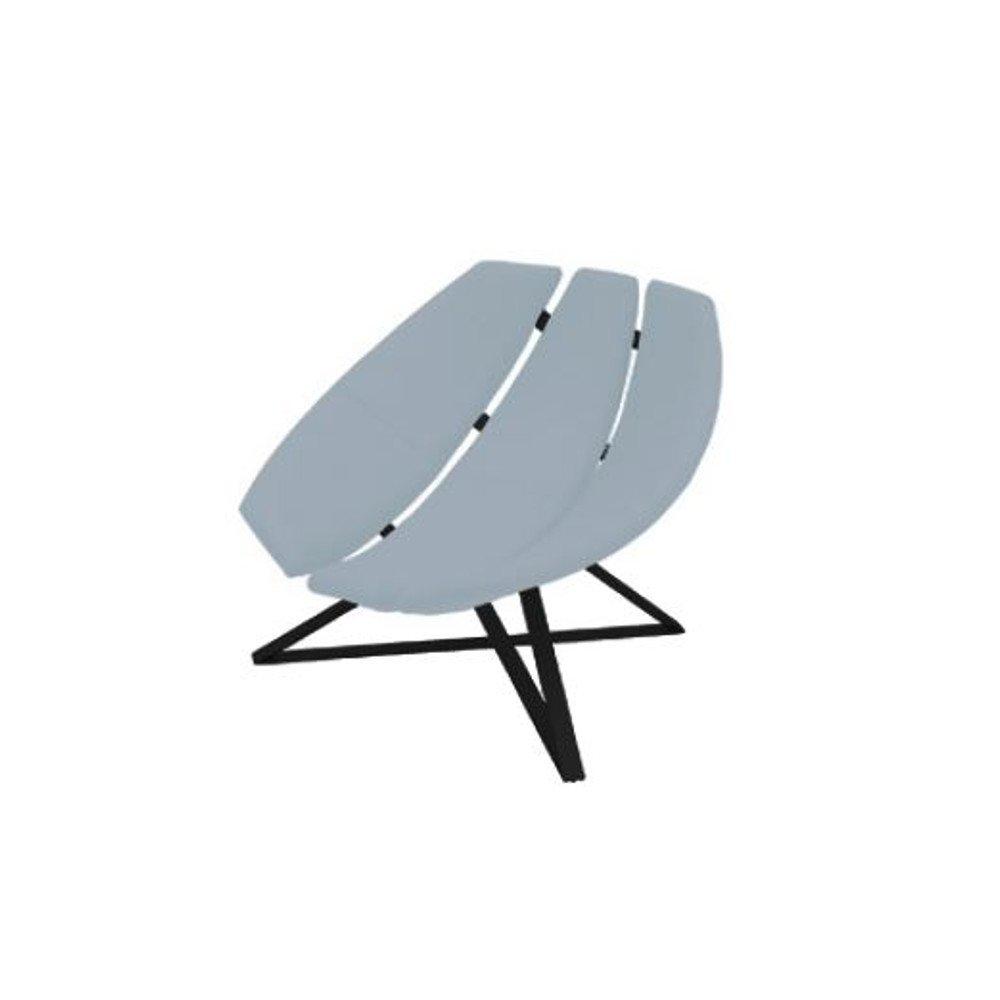 Fauteuil design RADAR rotatif en tissu bleu ciel avec piétement noir SOFTLINE