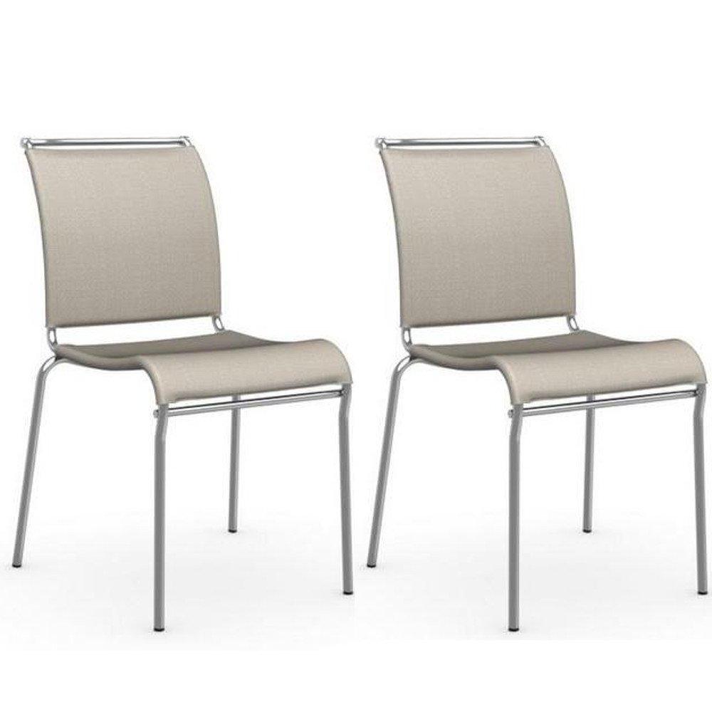 Lot de 2 chaises italienne AIR structure acier chromé assise tissu coloris corde