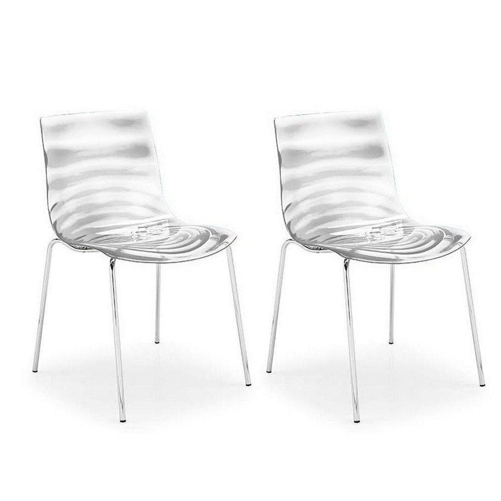 Lot de 2 chaises design l'EAU transparente