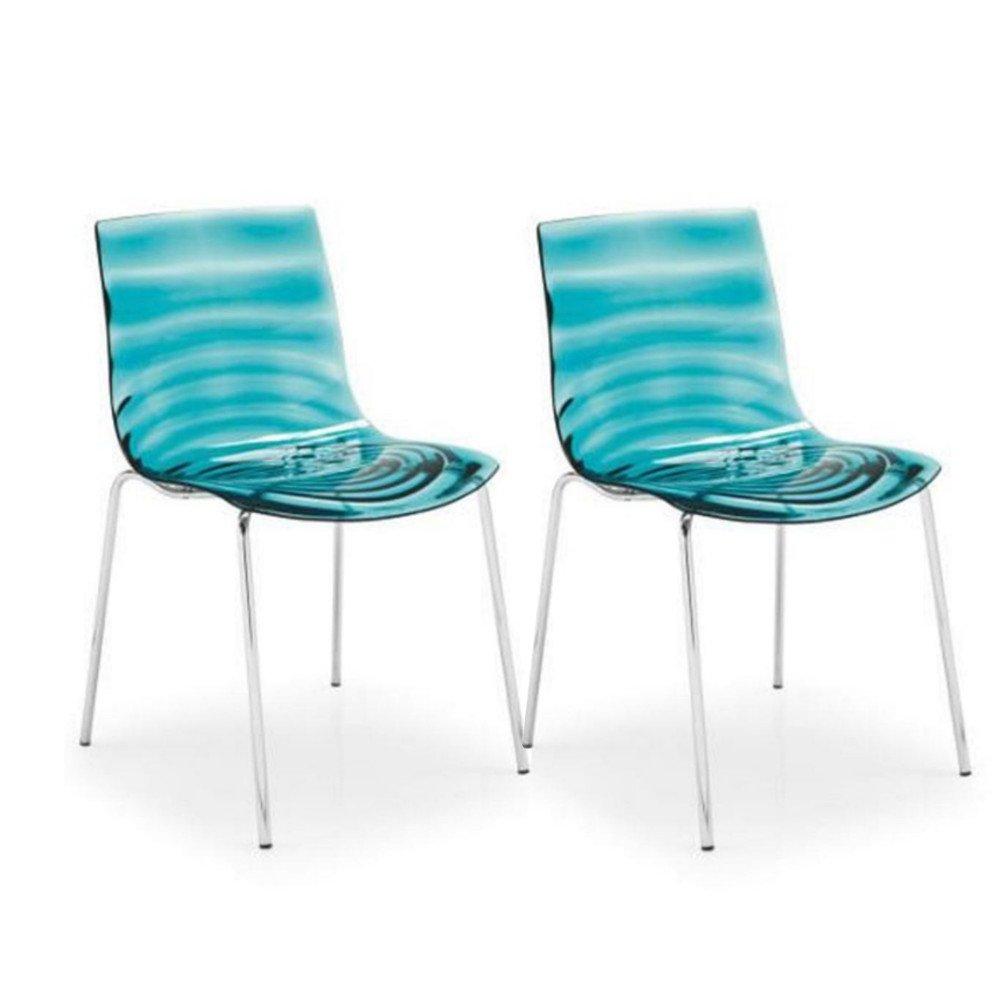Lot de 2 chaises design l'EAU en polycarbonate vert d'eau