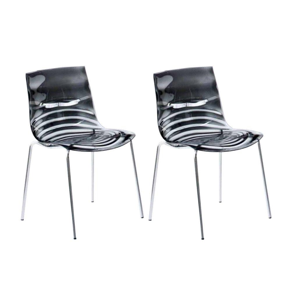 Lot de 2 chaises design l'EAU grise