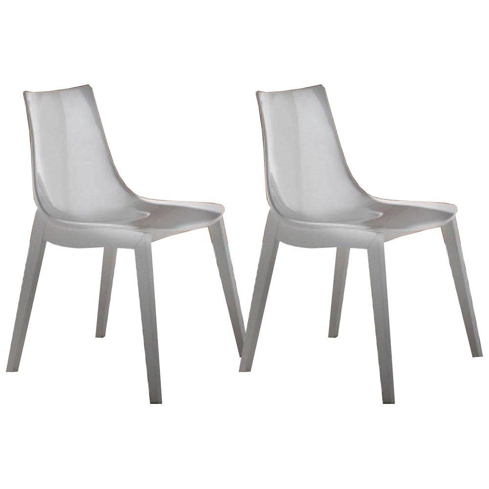 Lot de 2 chaises design ORBITAL WOOD blanc brillant piétement hêtre laqué blanc