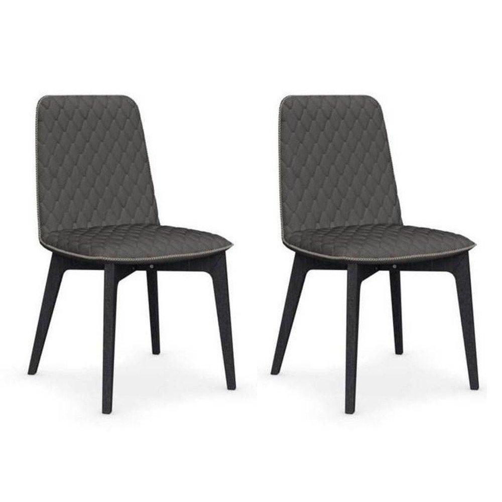 Lot de 2 chaises SAMI piétement graphite assise tissu gris foncé