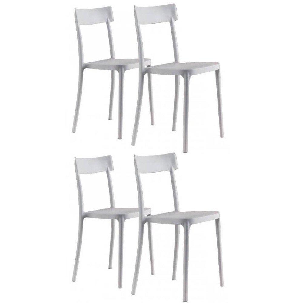 Lot de 4 chaises CORSOCOMO empilables polypropylène blanc