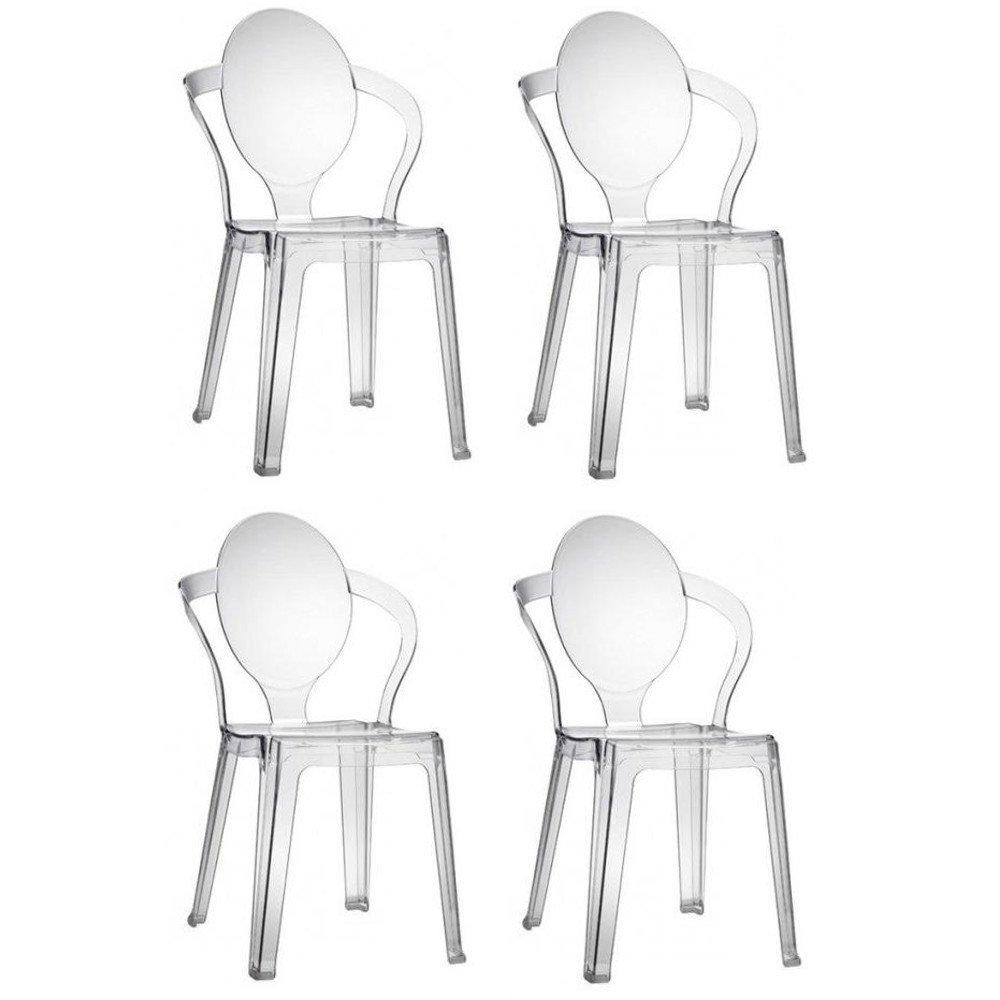 Lot de 4 chaises design SPOT en polycarbonate transparent