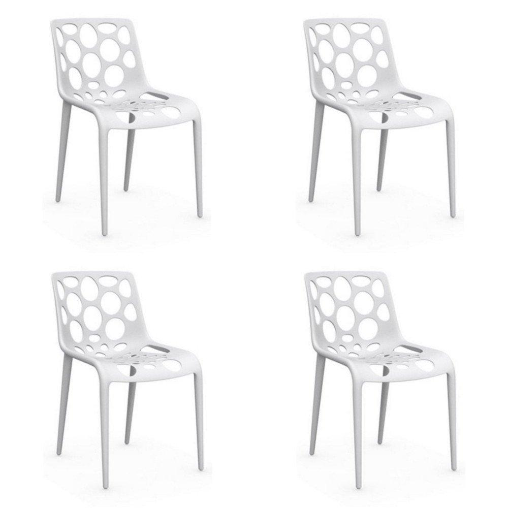 Lot de 4 chaises empilables HERO blanche