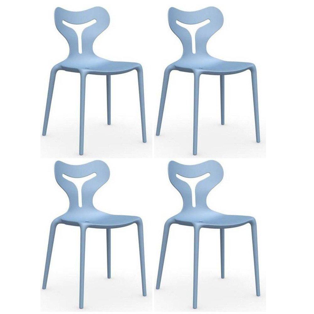 Lot de 4 chaises empilables AREA 51 bleu ciel