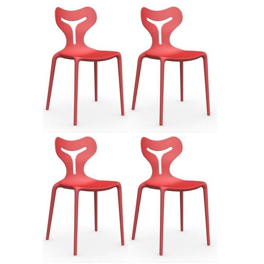 Lot de 4 chaises empilables AREA 51 rouge