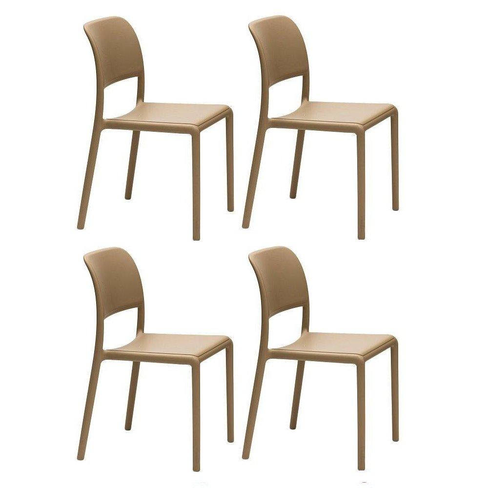 Lot de 4 chaises RIVER empilables design coloris sable.