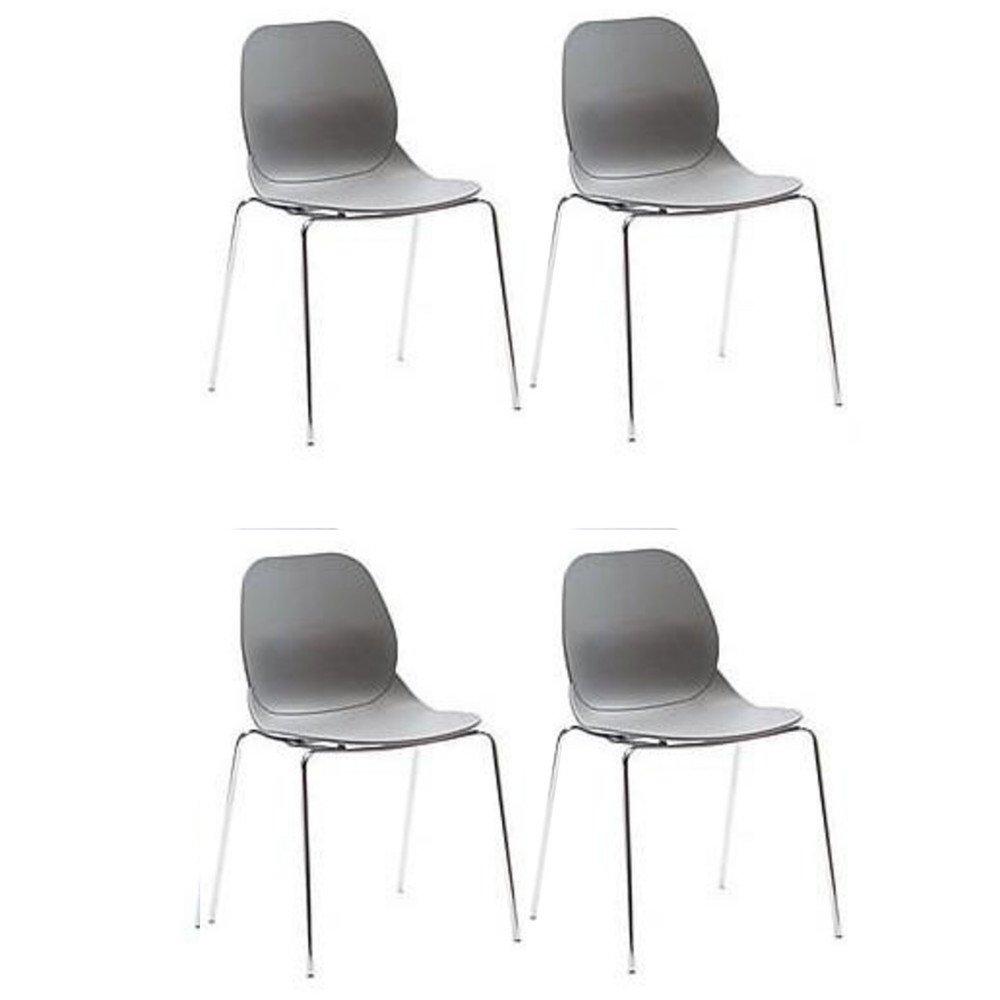 Lot de 4 chaises SHELL METAL design gris