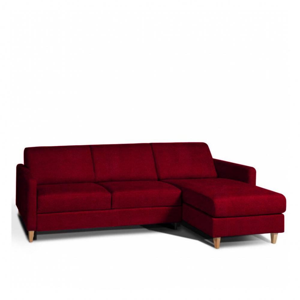 Canapé d'angle 3 places Rouge Tissu Design Confort Promotion