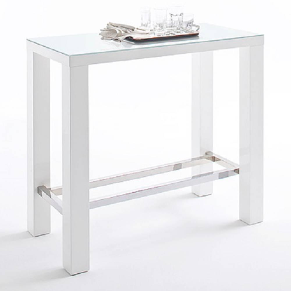 Table de bar design JANIS 120 x 60 cm finition laque blanche brillante