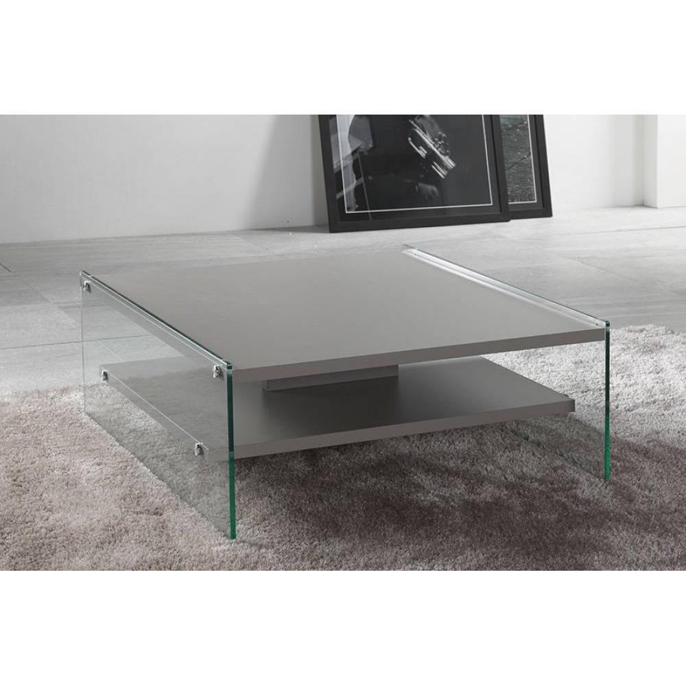 Table basse BELLA 2 plateaux gris piétement en verre
