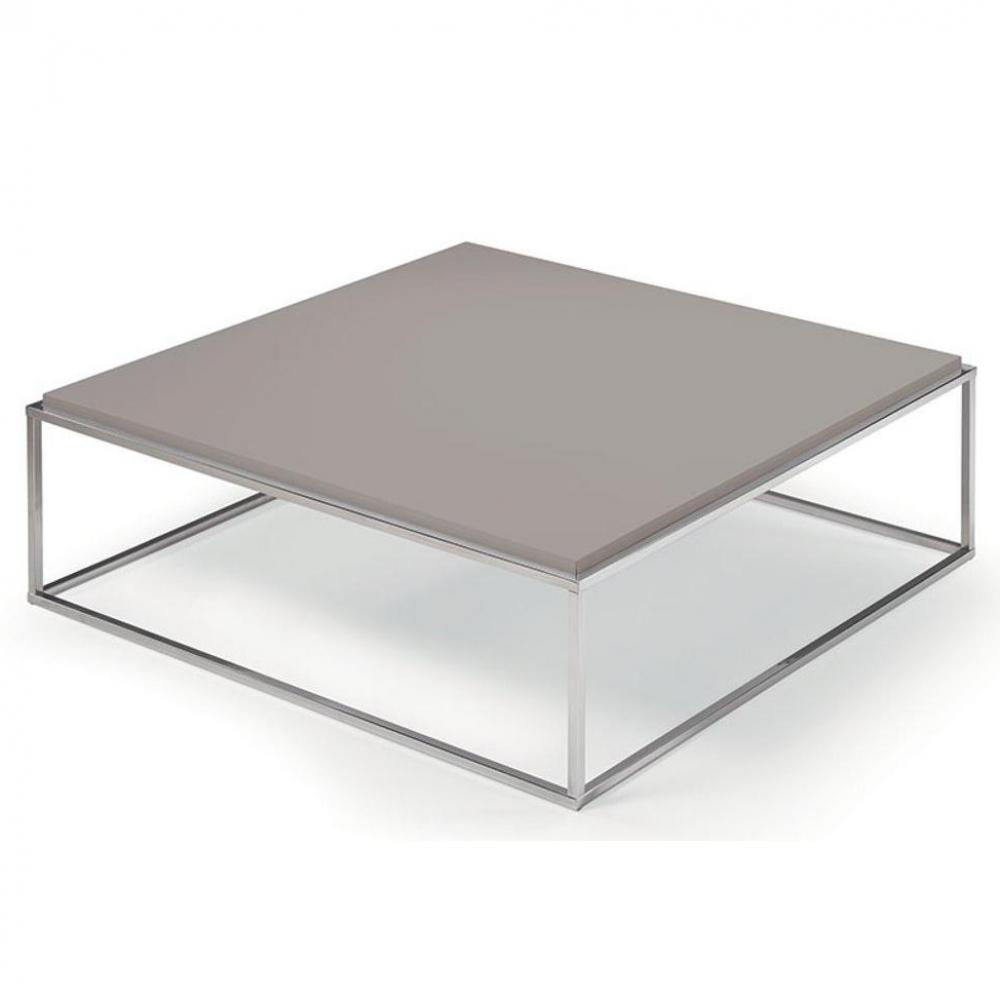 Table basse carrée MIMI XL taupe structure acier inoxydable poli