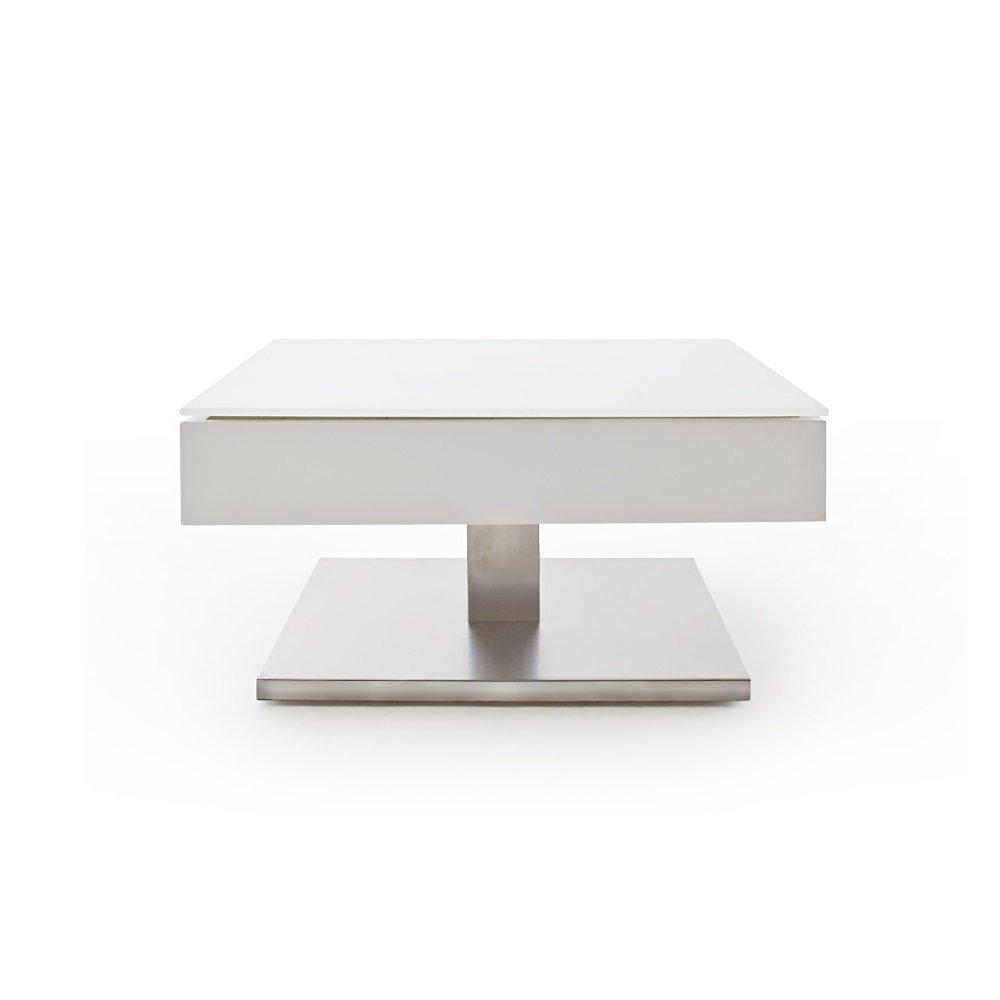 Table basse MARSEILLE laquée blanc mat plateau en verre trempé blanc mat
