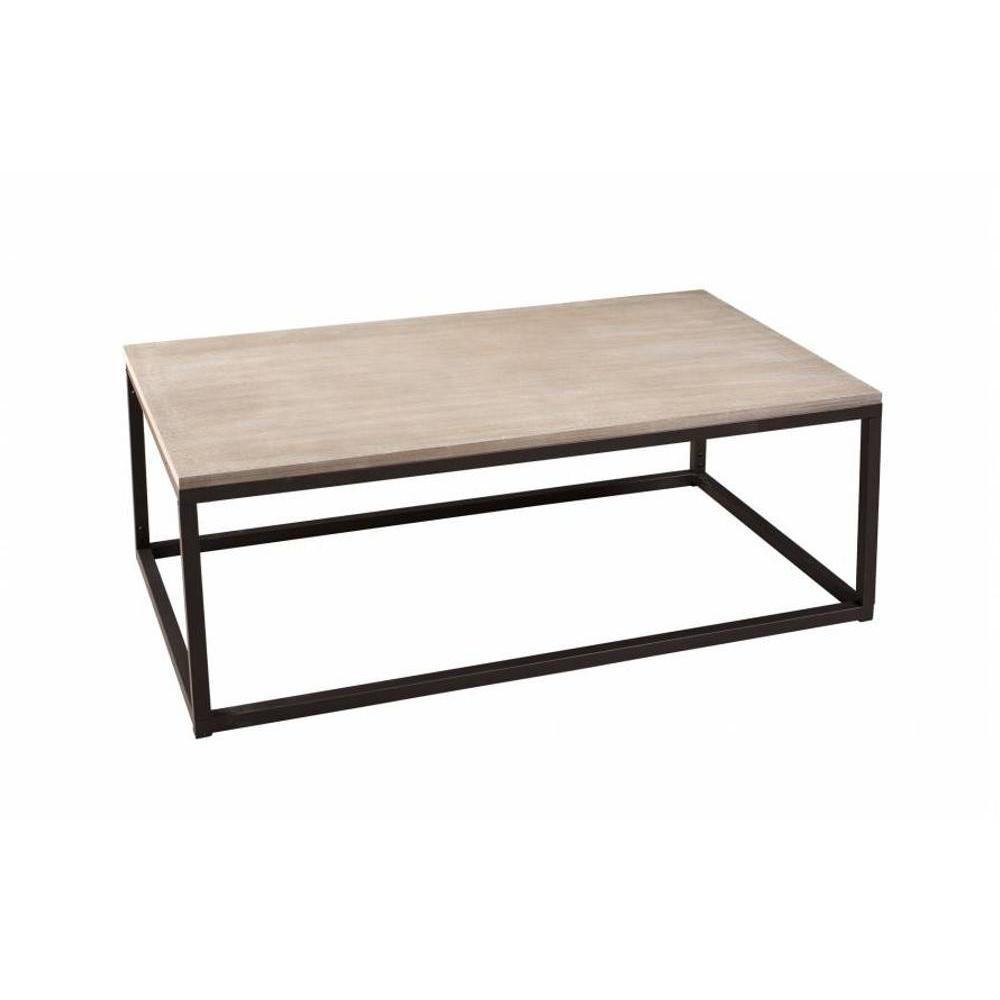Table basse industrielle rectangulaire 115 x 65 cm LEA en bois de paulownia et en métal