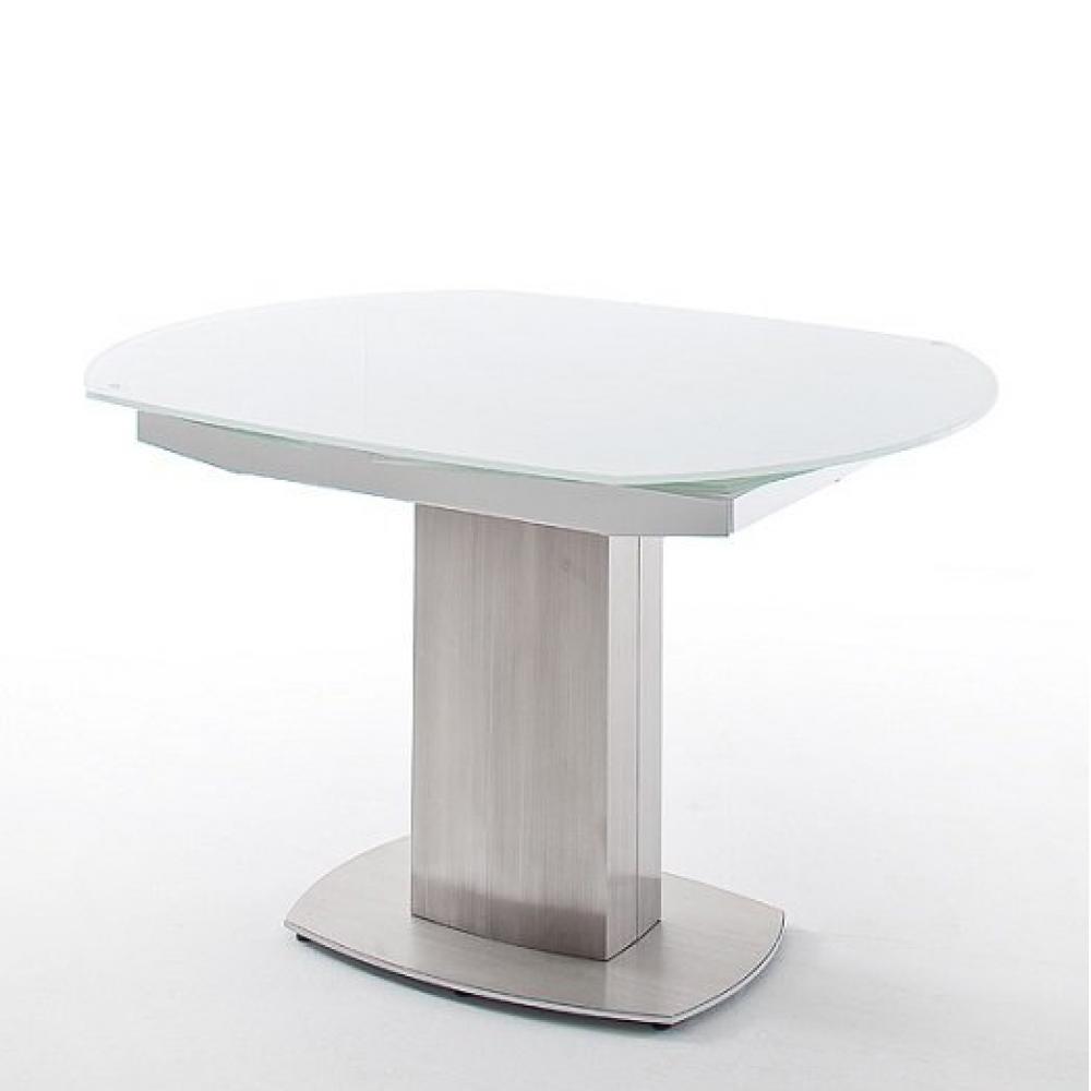 Table ovale extensible design ZILIA 130 x 105 cm pivotante verre laqué blanc brillant