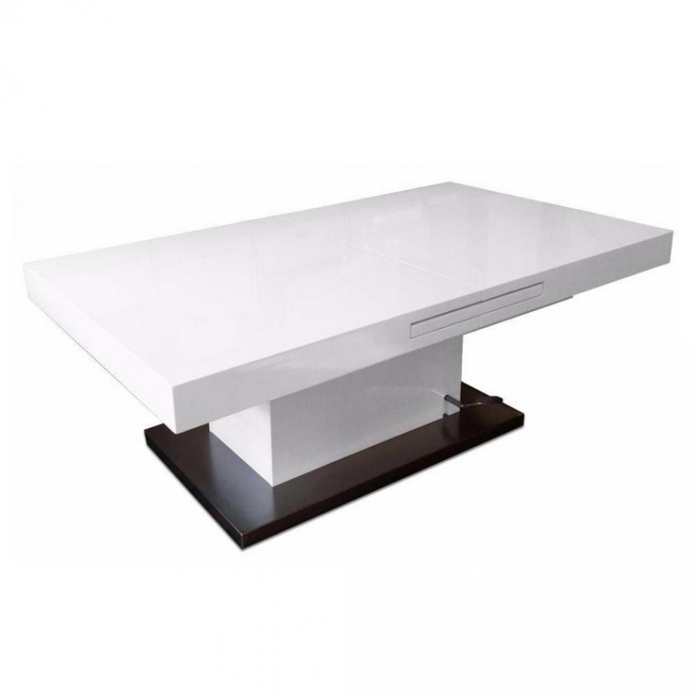 Table basse relevable extensible SETUP blanc brillant