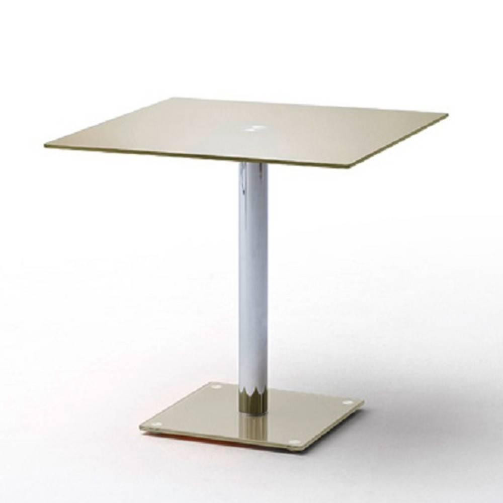 Table repas carrée design FANI en verre taupe 80 x 80 cm