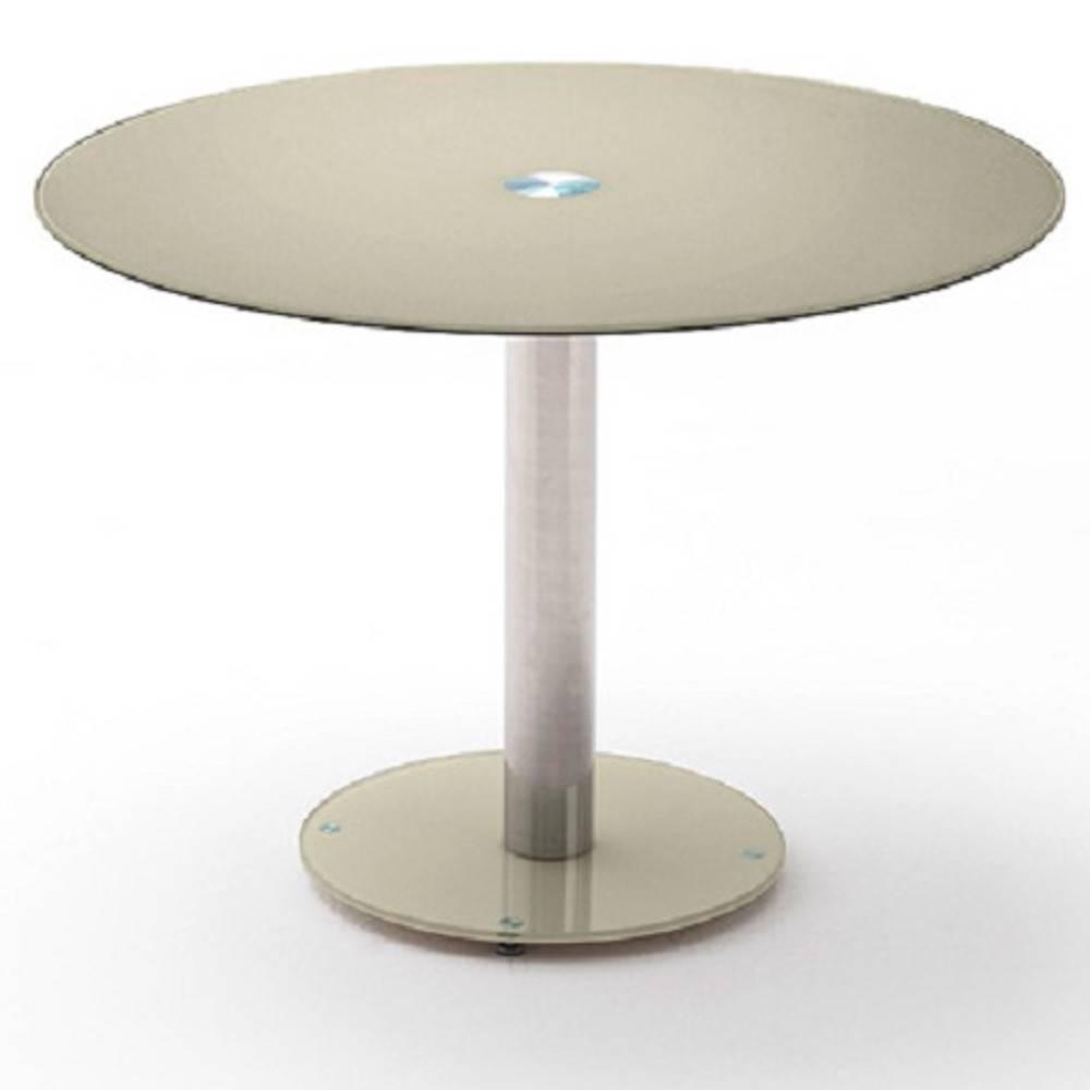 Table repas ronde design FATEN en verre taupe