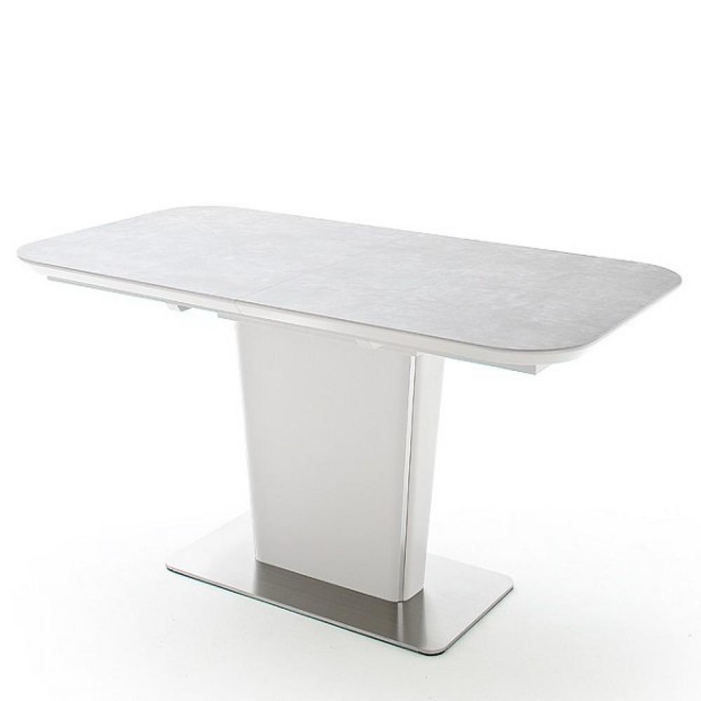 Table repas extensible design KEITA plateau céramique gris clair 140 x 85 cm