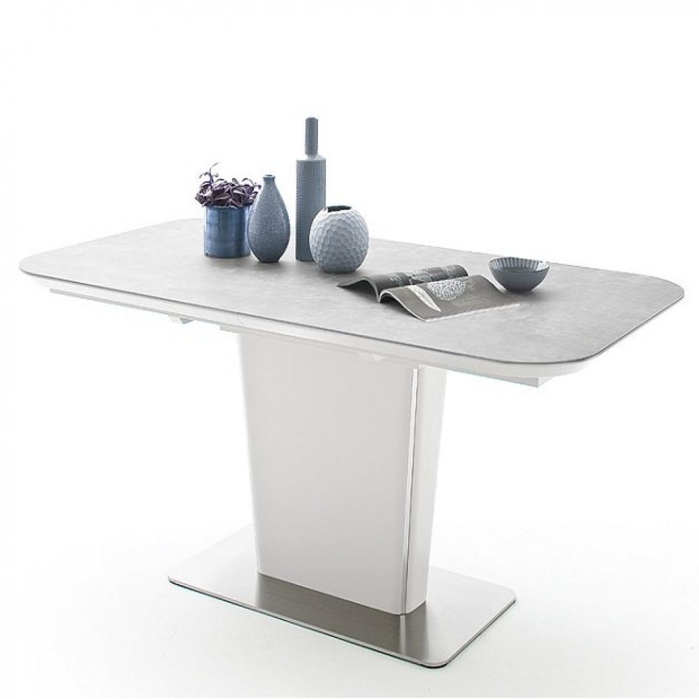 Table repas extensible design KEITA plateau céramique gris clair 160 x 90 cm