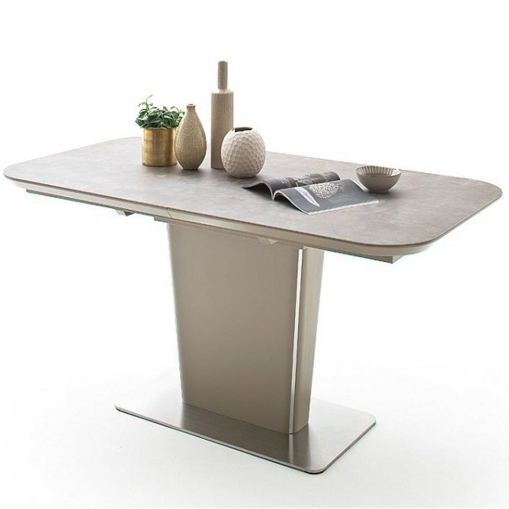 Table repas extensible design KEITA plateau céramique taupe 160 x 90 cm
