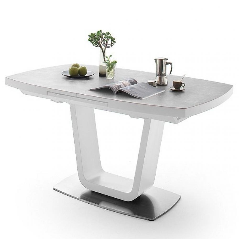 Table repas extensible design LUCIA plateau céramique gris clair 160 x 90 cm