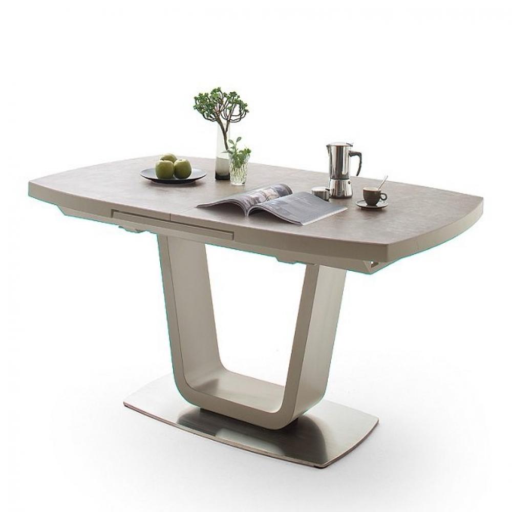 Table repas extensible design LUCIA plateau céramique taupe 180 x 95 cm