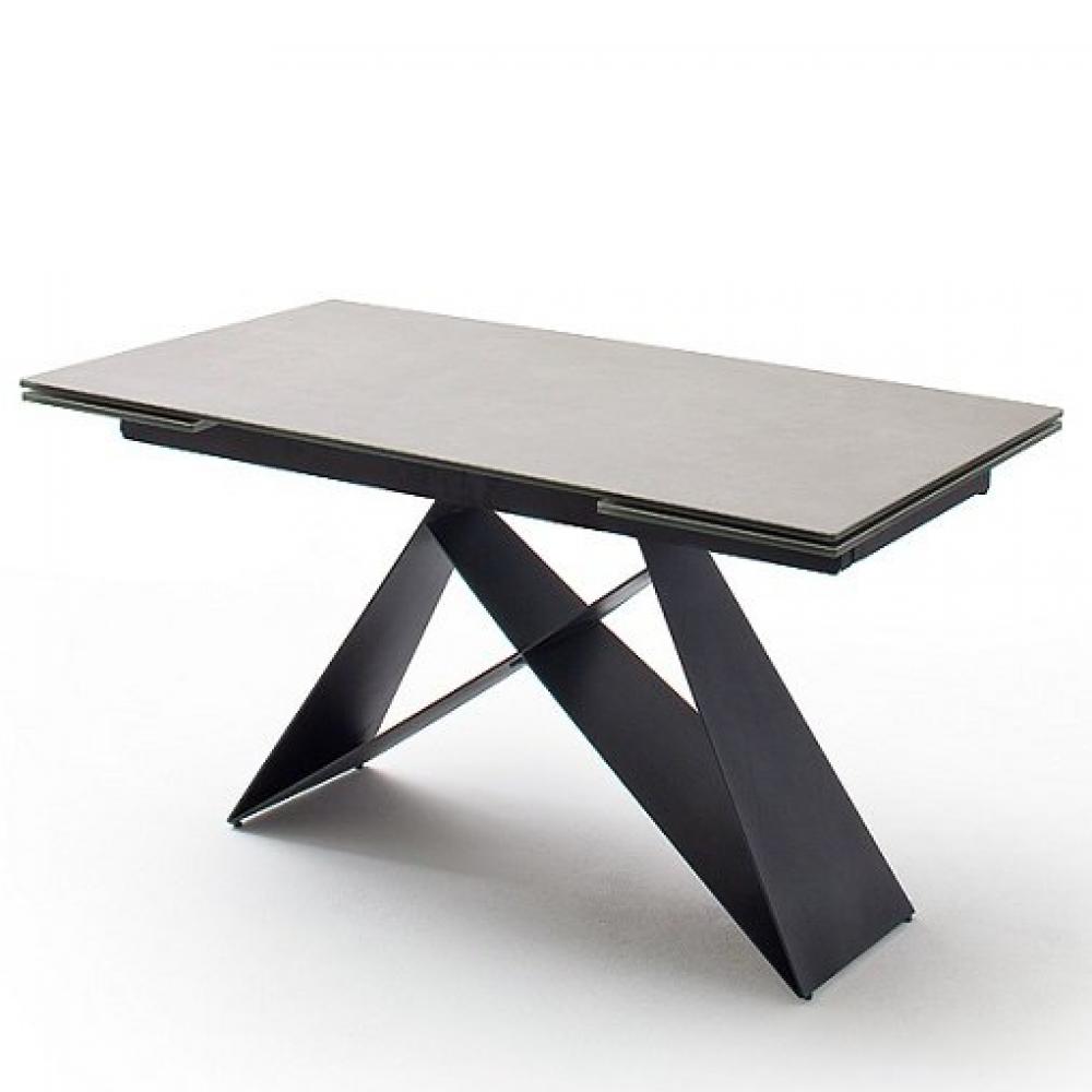Table repas extensible design KONAN plateau céramique gris clair 160 x 90 cm