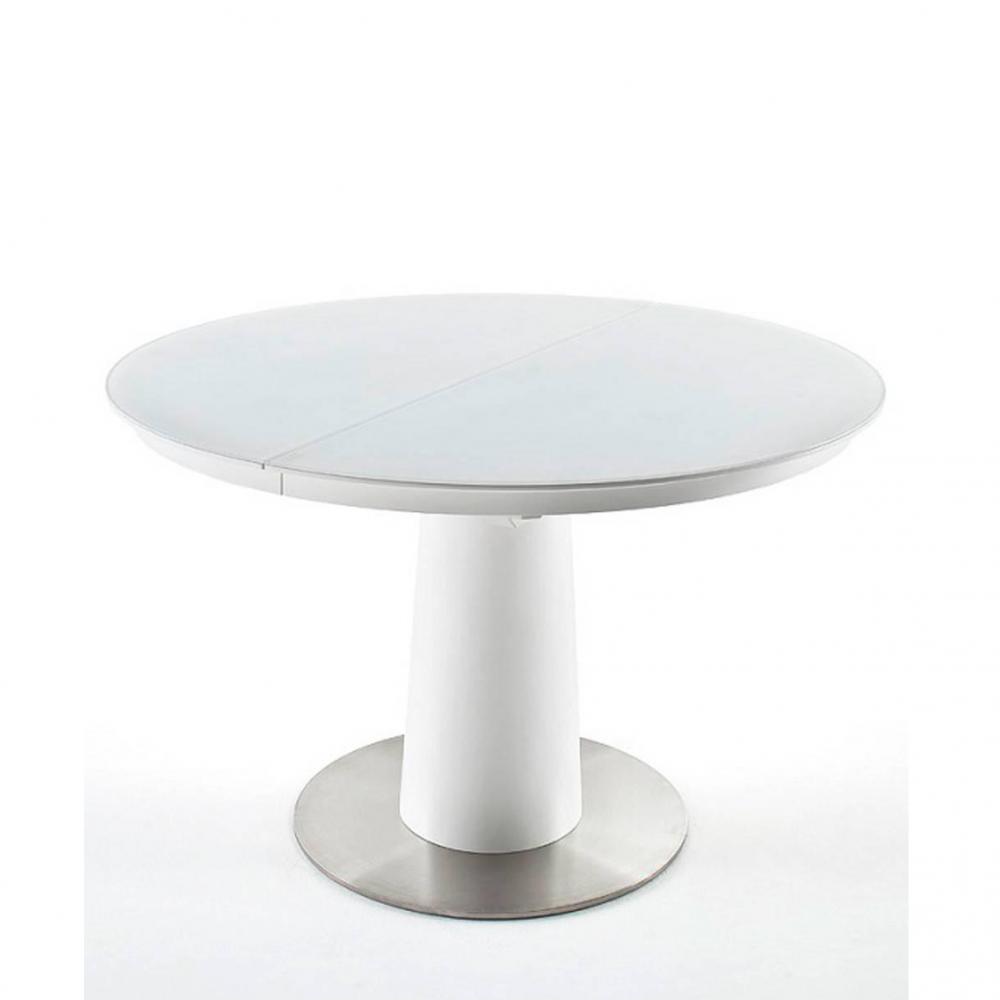 Table ronde extensible design WIEM blanc laqué mat diametre 120 cm