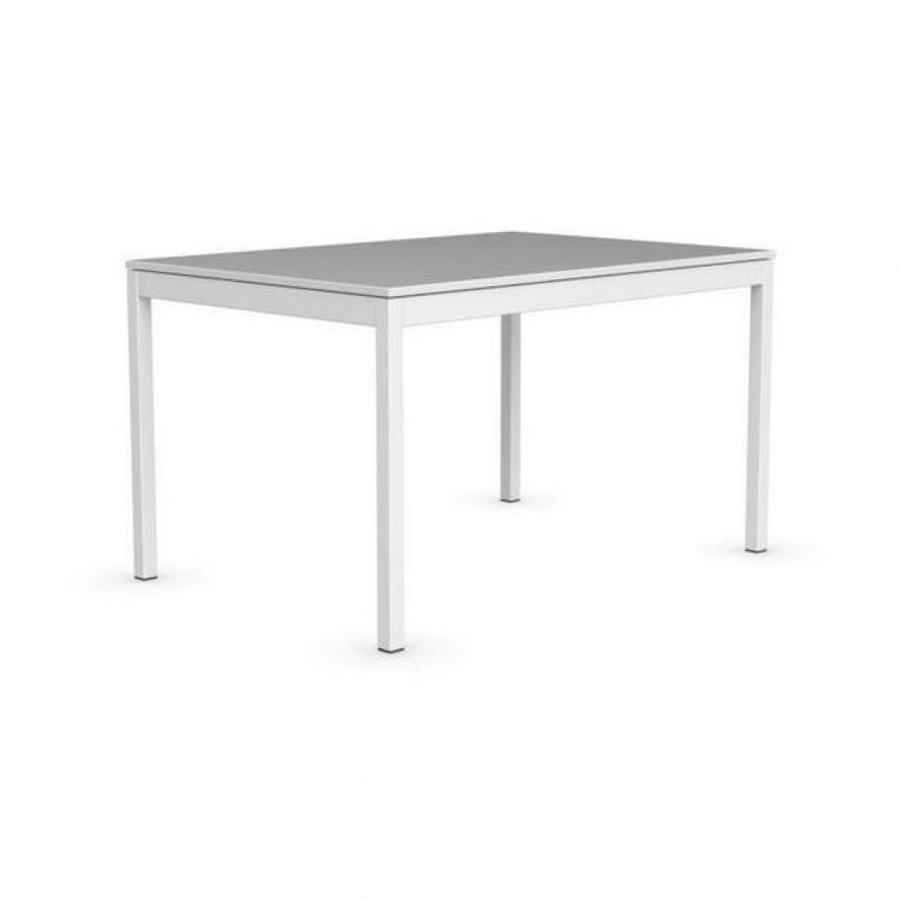 Table extensible SNAP multistripe soie piétement laqué blanc 130x90 cm
