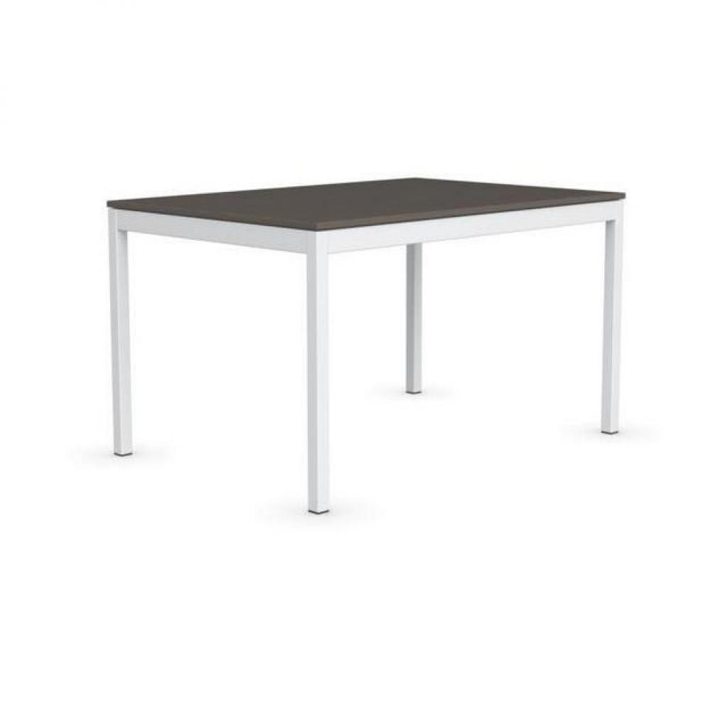 Table extensible SNAP multistripe terre piétement laqué blanc 130x90 cm