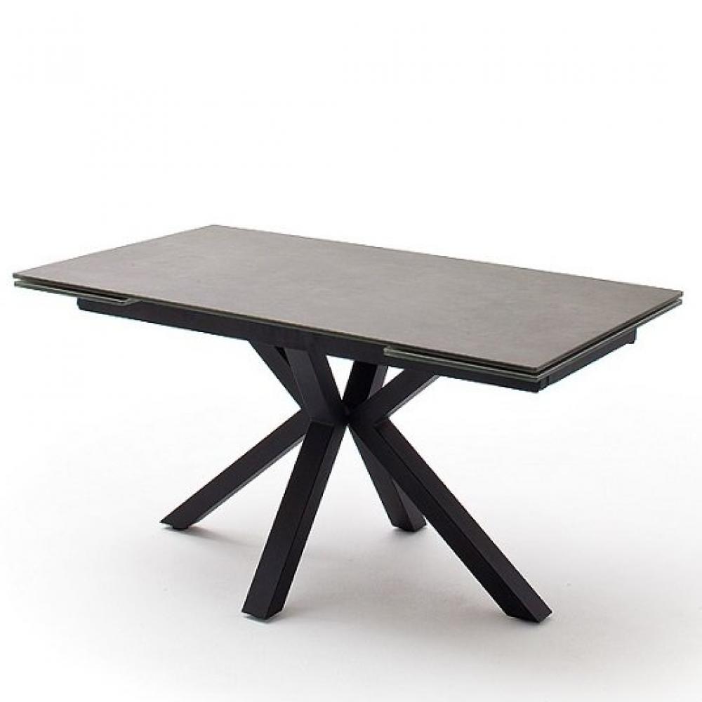 Table extensible design NODA 160 x 90 cm plateau céramique anthracite pied acier laqué anthracite
