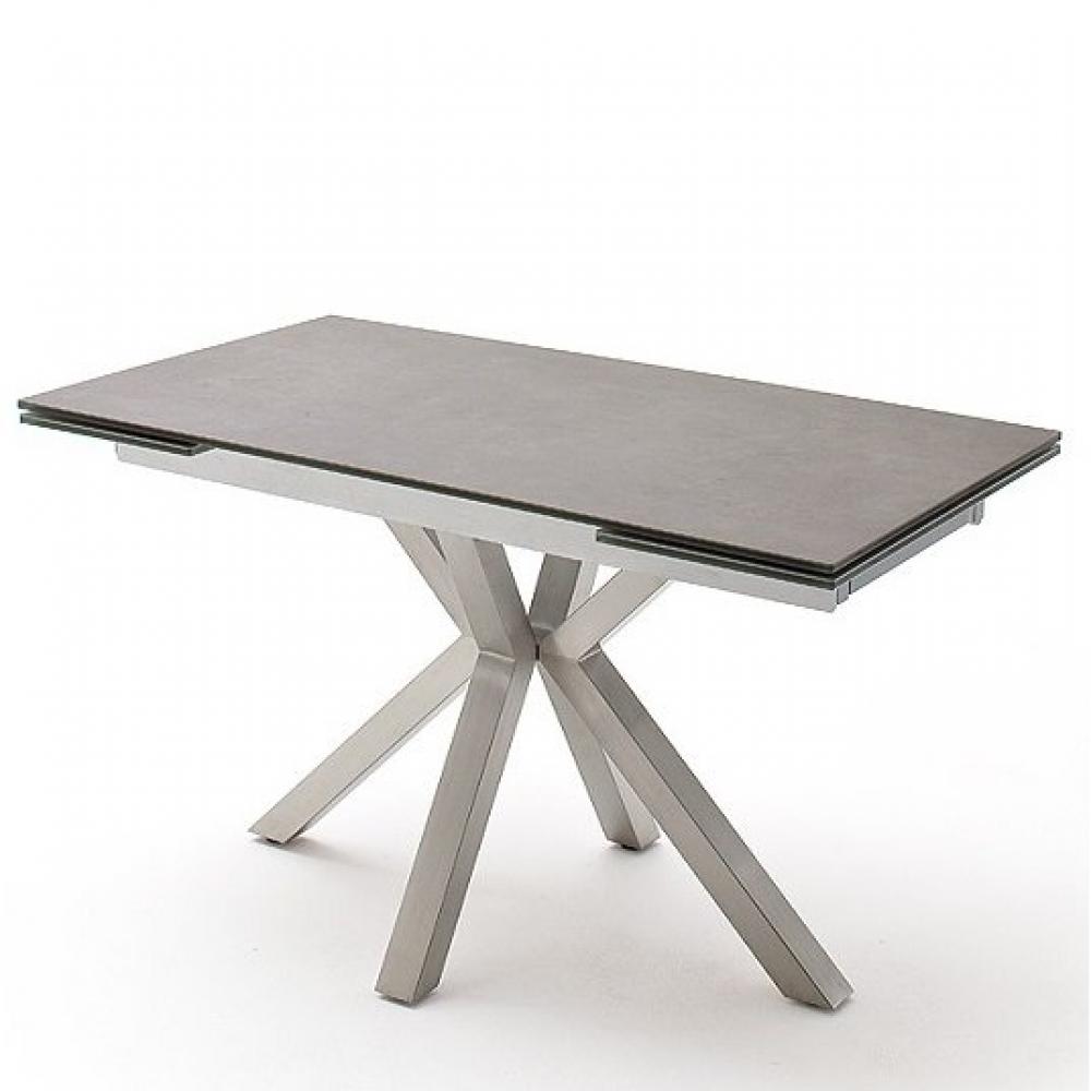 Table extensible design NODA 160 x 90 cm plateau céramique anthracite pied acier brossé